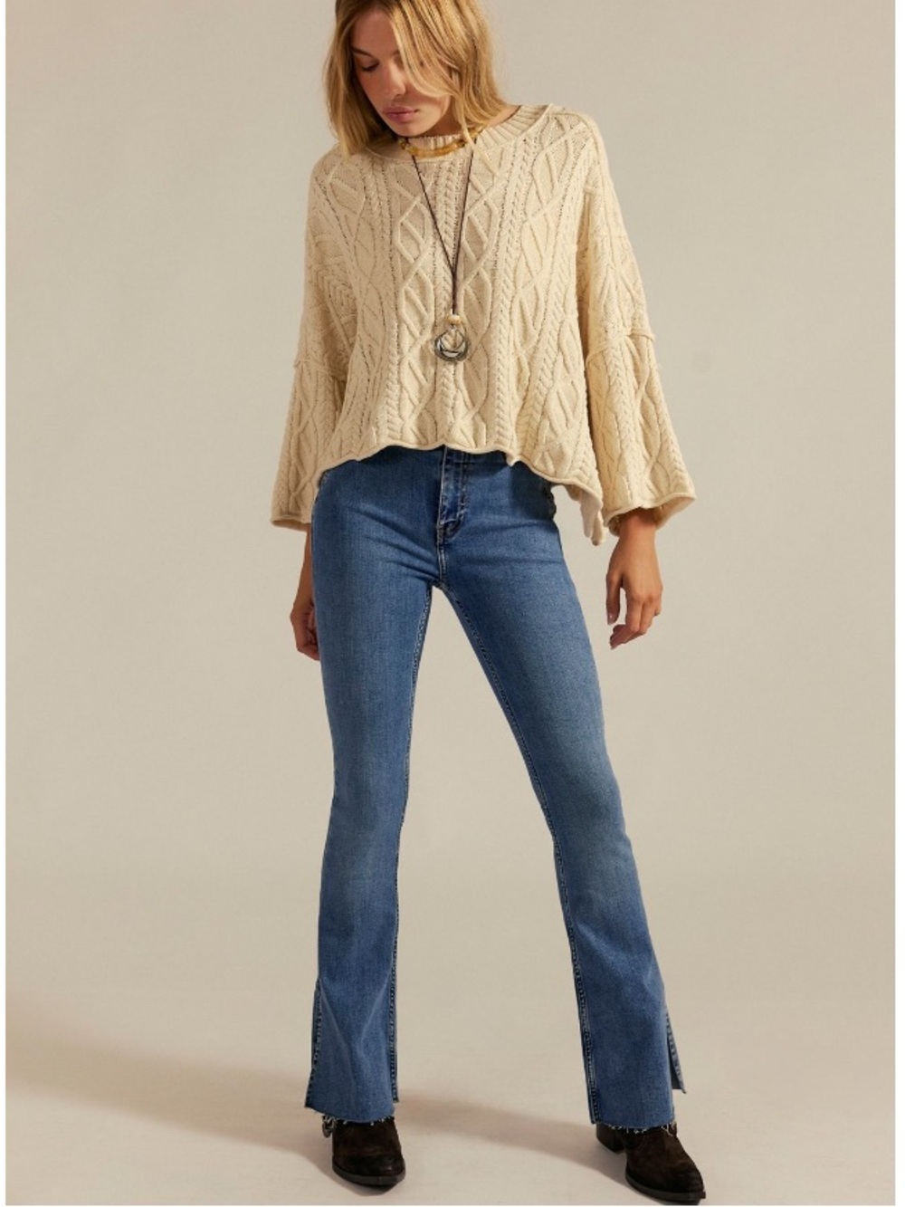 Free People We The Free Level Up Split Slim Flare Jeans NWT 28 S